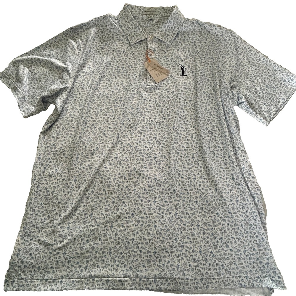 Peter Millar Summer Comfort Golf Polo Shirt Men XL White Fat Tues‎ Mardigras NWT